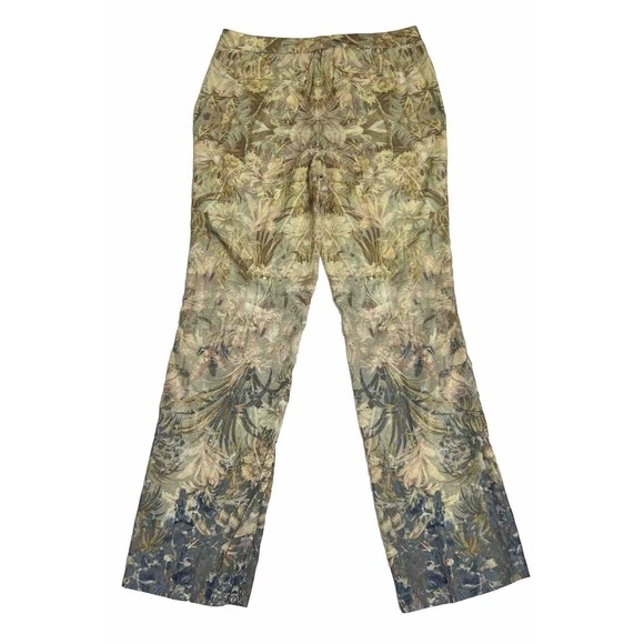 Floral Rayon Blend Pants Women's 4 Green Multi Allover Flower Print - Picture 3 of 16